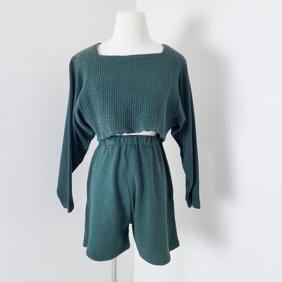 Vintage Coord Set Green Women's Top & Shorts - Picture 6 of 8